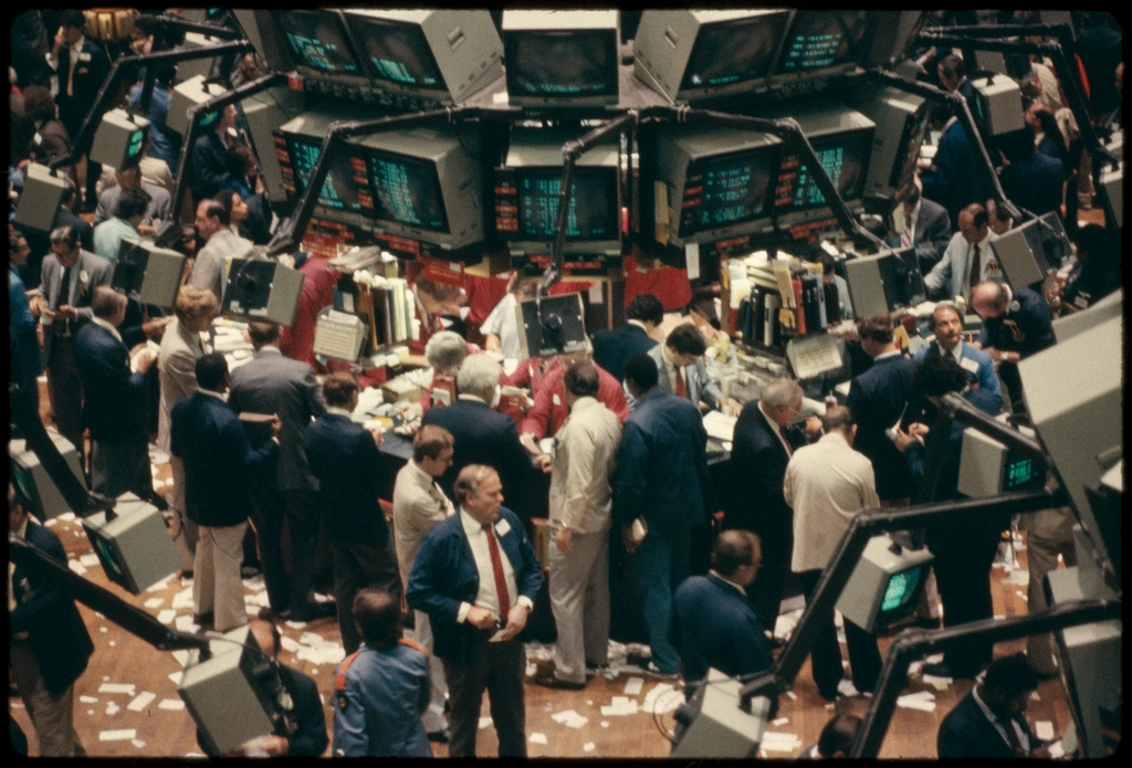 Trading floor screens during a market selloff